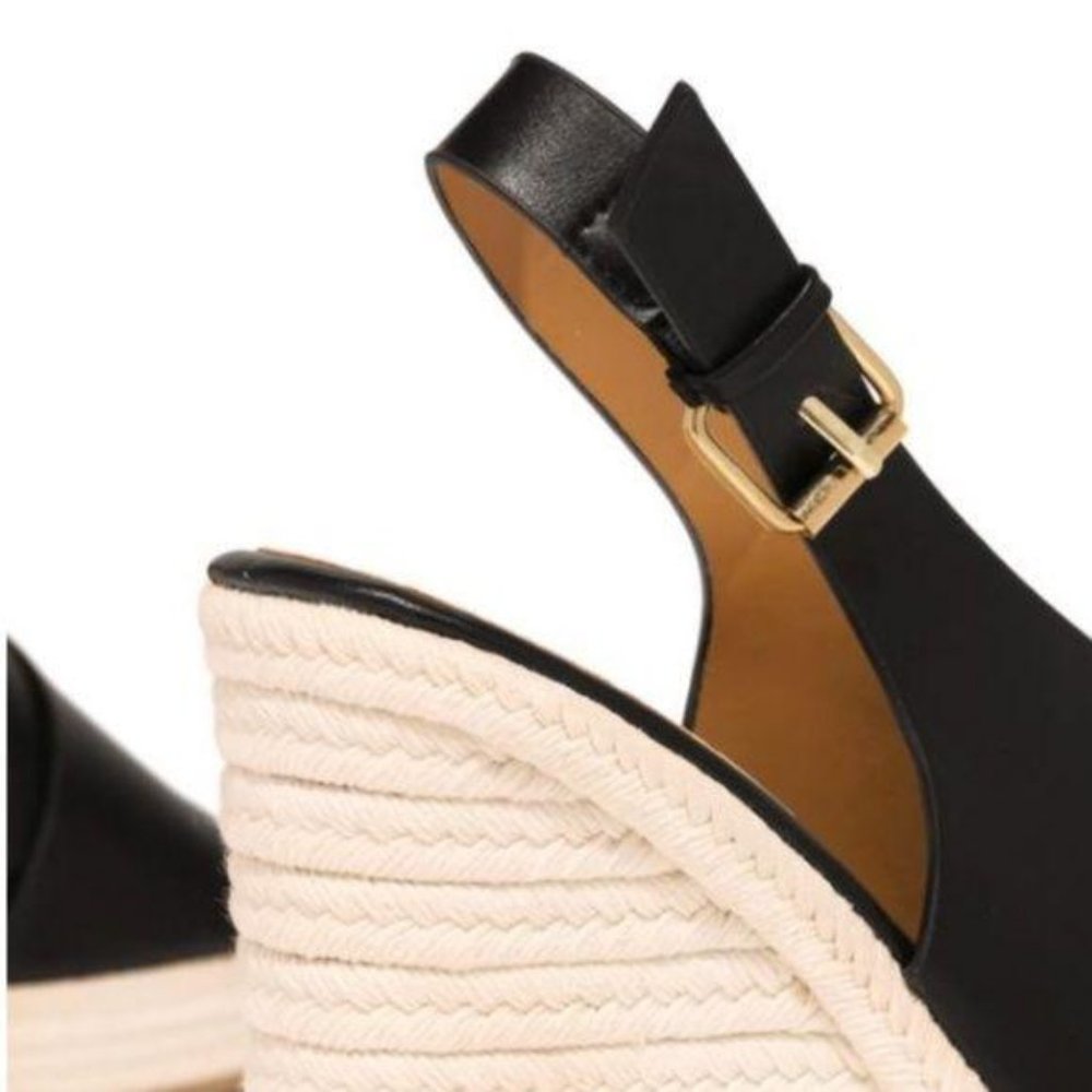 Slingback Espadrille Wedges in Black - Picture 3 of 9